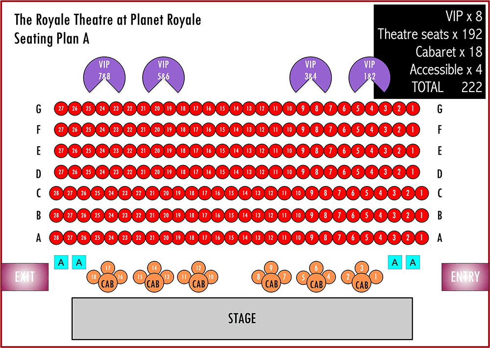 Planet Royale seating plan