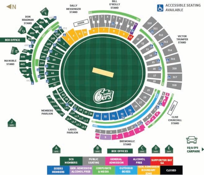Sydney Cricket Ground seating plan