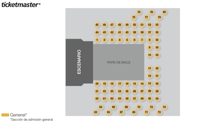 Plano de asientos de Grand Forum Taxqueña Salón Zafiro