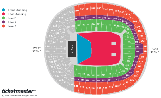 Wembley Stadium seating plan